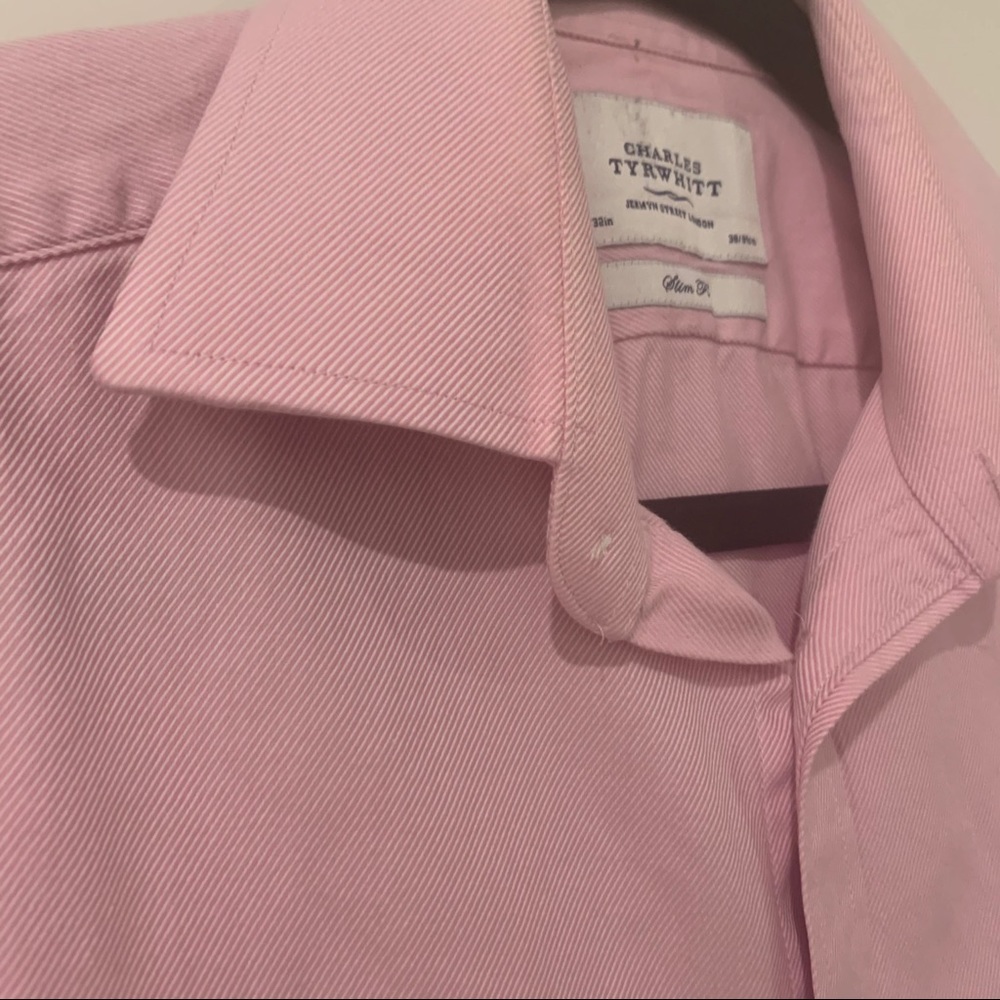 Charles Tyrwhitt Pink Slim Fit Shirt Size 15